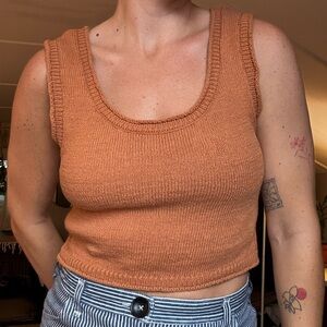 Rust Brown Knit Crop Top